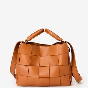 J. McLaughlin Garance Woven Leather Handbag - Dark Vachetta